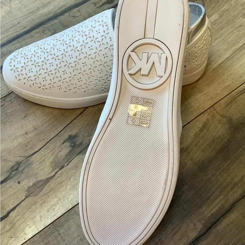 Michael Kors Womens Shoes Nappa Faux Leather Ophelia Slipon White 43S20PFPAL New - Picture 7 of 9